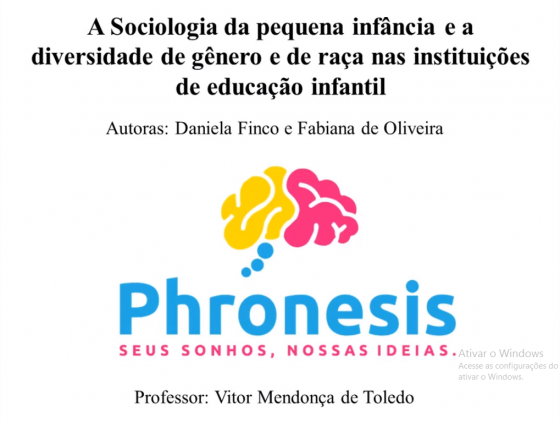 Daniela Finco, Fabiana de Oliveira - A Sociologia da pequena infância e a diversidade de gênero e de raça nas instituições de Educação Infantil